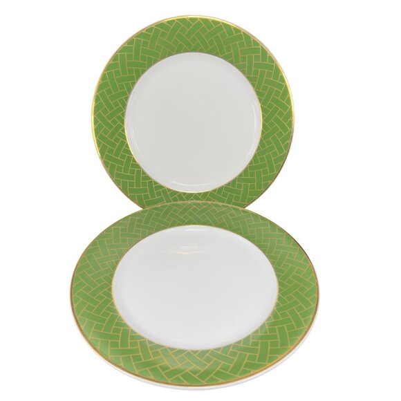 Williams Sonoma Other - Williams Sonoma Garden Lattice Green Rim 8inch Plate Dish Set 2 New With Sticker